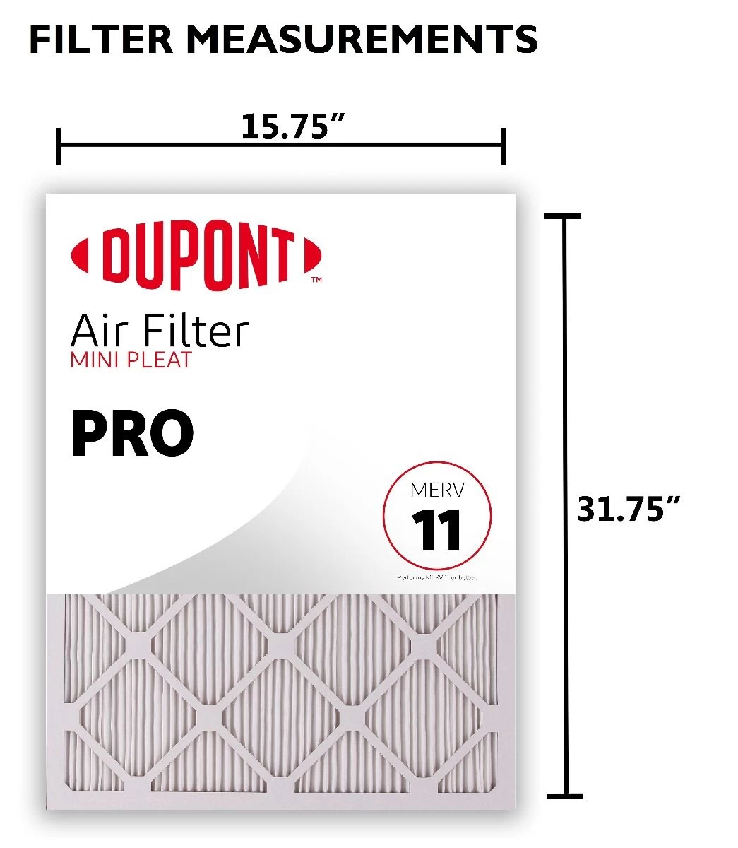 16x32x1 (15.75 X 31.75) DuPontâ„¢ Pro Air Filter (MERV 11) - Image 3