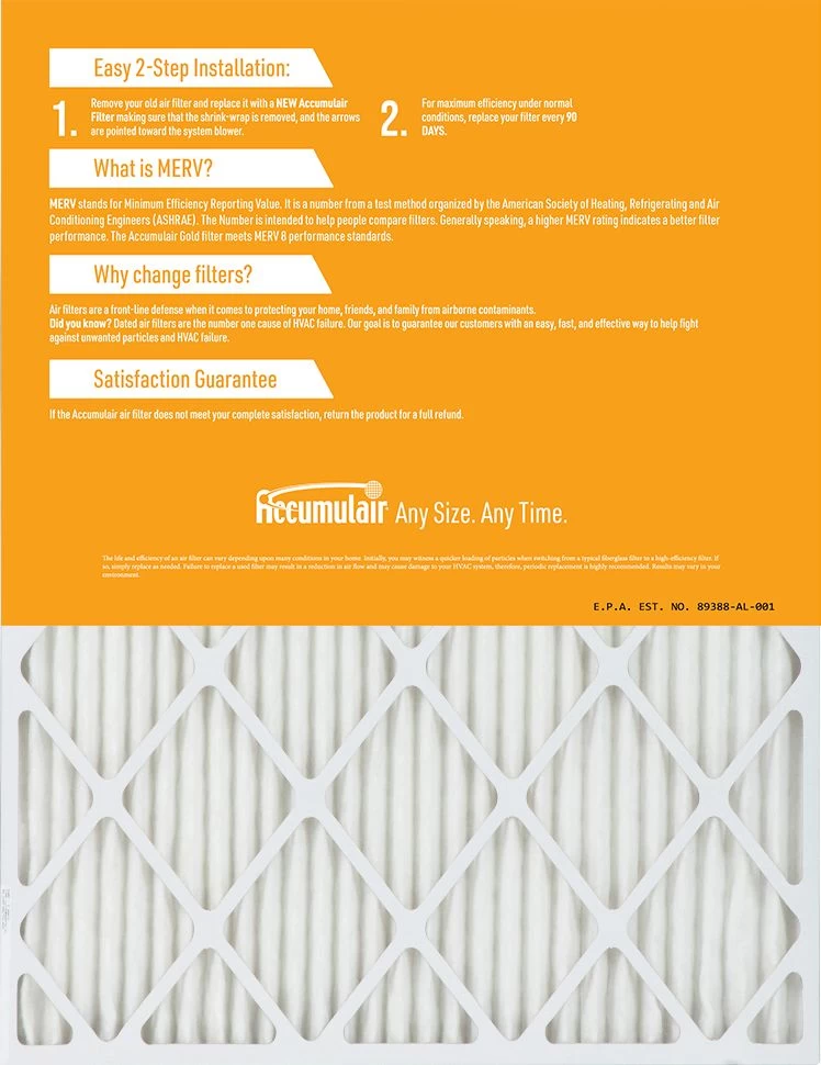 10x20x4 (9.5x19.5x3.75) Accumulair Gold Filter MERV 8 - Image 2