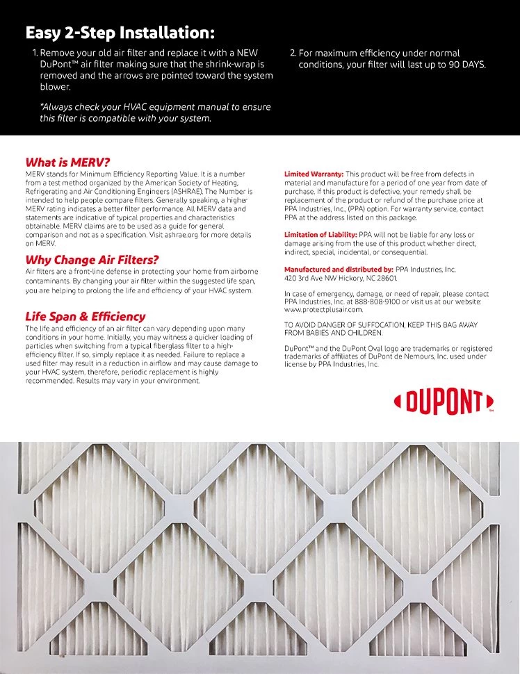 24x36x1 (Actual Size) DuPontâ„¢ Maximum Air Filter (MERV 13) - Image 2